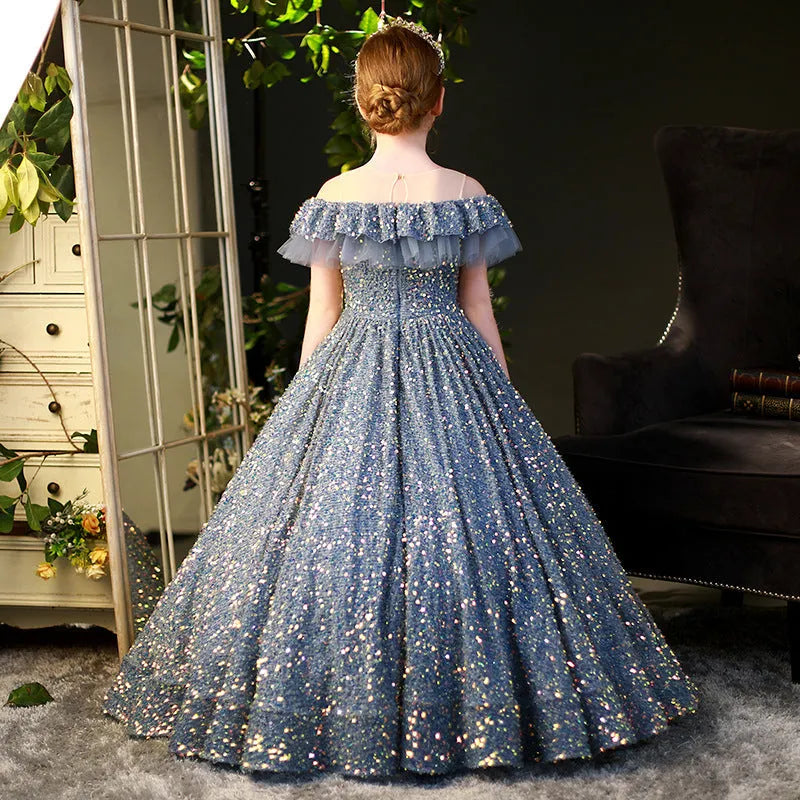 Big Children Children's Sequined Princess Dress Western Style Catwalk Costumes Winter