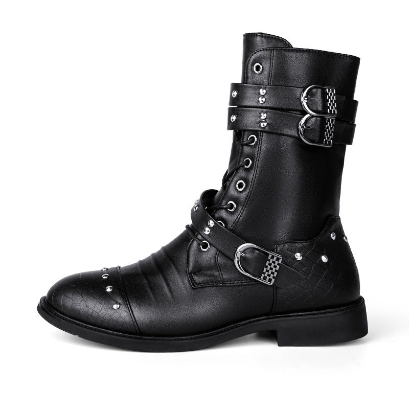 Middle Tube Leather Boots Ceremonial Motorcycle Men's Martin Performance