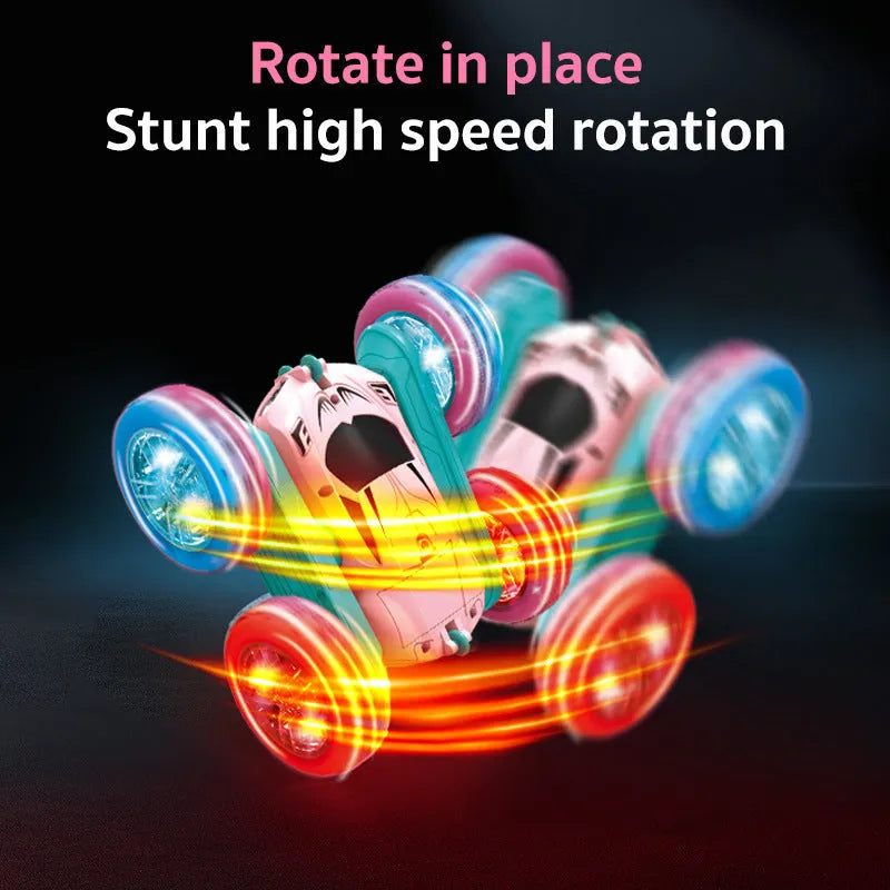 Remote Control Stunt Car Light Wheel Swing Arm Double-sided Rolling Car Toy