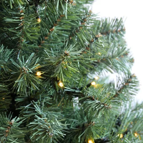 Pre-Installed Illuminated Christmas Tree 6 Foot Faux Hinged Christmas Tree With Foldable Stand - Enfance-Heureuse