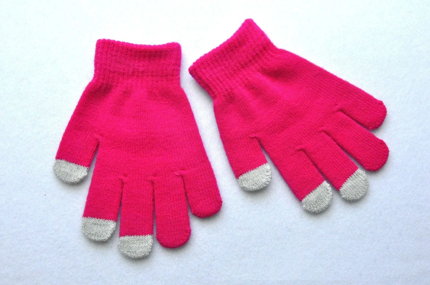 Gants tricotés pour écran tactile pour enfants, chauds et froids