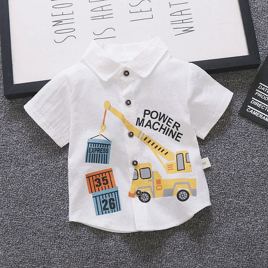 Anchor Print Little Boy's Children's Suit Korean Short Sleeve T-Shirt Children's Wear - Enfance-Heureuse