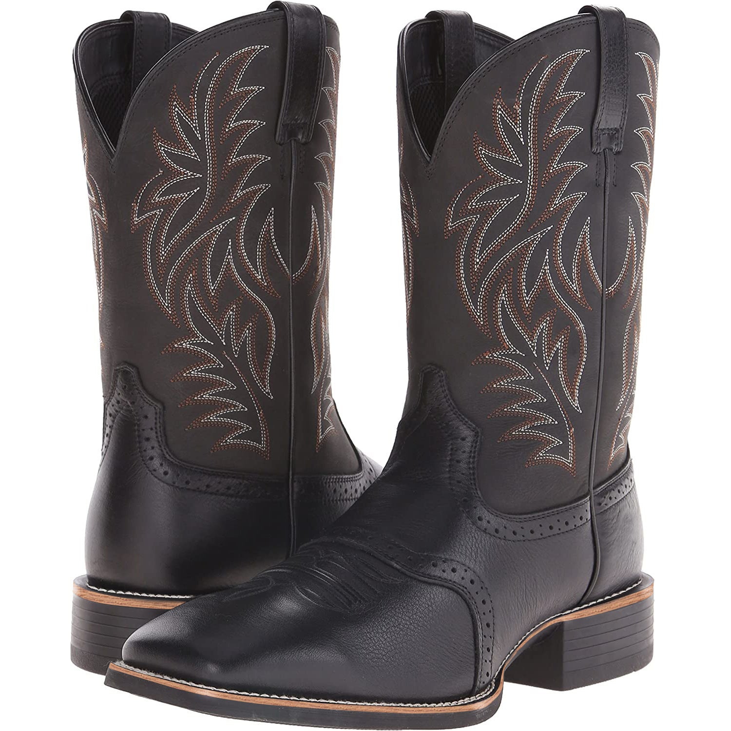 High Embroidery Vintage Engraving Stitching Wide Head Western Cowboy Boot - Enfance-Heureuse