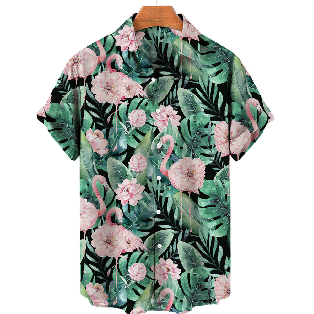 Men's 3D Digital Printing Tropical Forest Animal Hawaiian Shirt