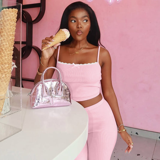 European And American Fashion Lace Lace Spaghetti-strap Top Slim Fit - Enfance-Heureuse