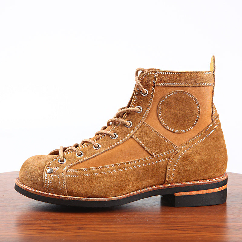 Leather Stitching Paratrooper Work Ankle Boots - Enfance-Heureuse