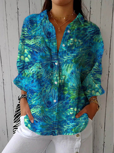 New Women's Long Sleeved Shirt For Summer Fashion, 3D Printed Shirt With Floral Pattern - Enfance-Heureuse