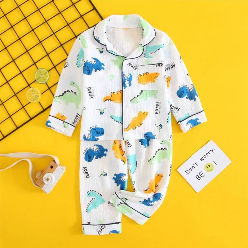 Children's double-layer cotton gauze home clothes set