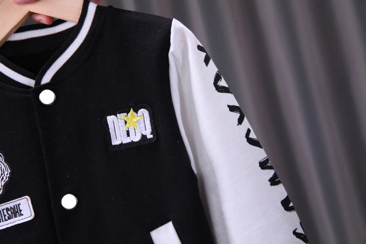 Boys Baseball Jacket Korean Two-piece Set