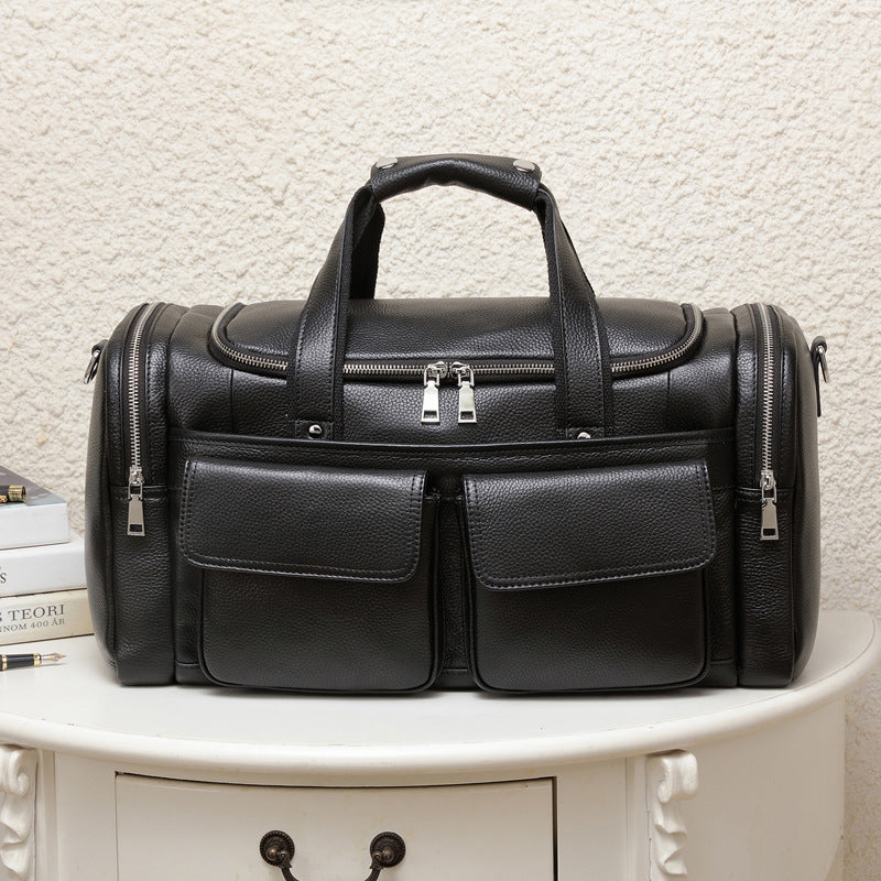 Leather Men's Hand-held Large-capacity Short-distance Travel Bag - Enfance-Heureuse