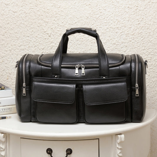 Leather Men's Hand-held Large-capacity Short-distance Travel Bag - Enfance-Heureuse