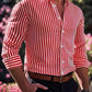 Ins Stripe Printed Long Sleeve Shirt Men Fashion Casual Lapel Button Top Clothing - Enfance-Heureuse