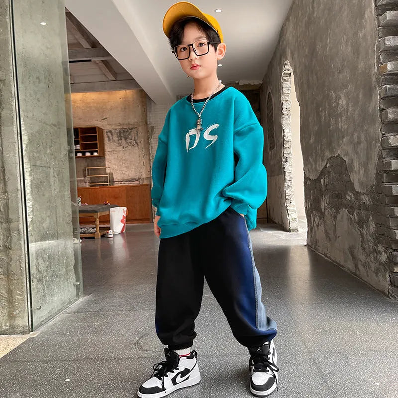 Grands Enfants Plus de Velours Épaississement Enfants Garçon Deux-pièce Costume de Style Occidental - Enfance-Heureuse