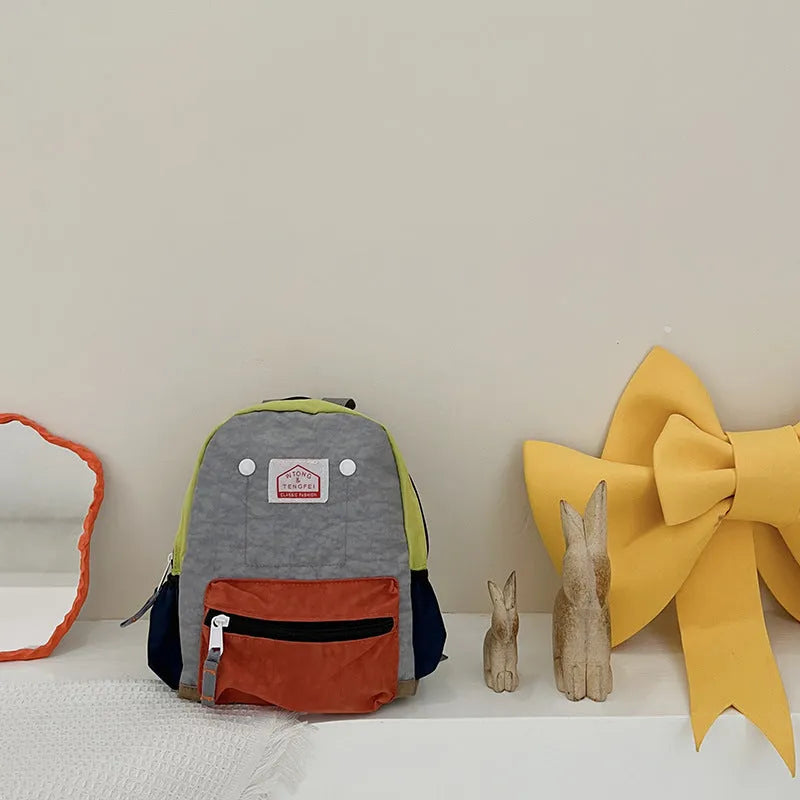 Bolsos para niños Mochila de lona simple y liviana Protección de la columna vertebral para niños y niñas