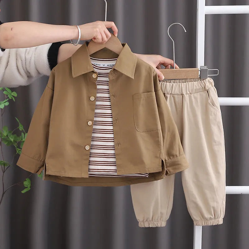 Boys Spring Clothing New Baby Child Clothes Handsome Long Sleeve Three-piece Suit