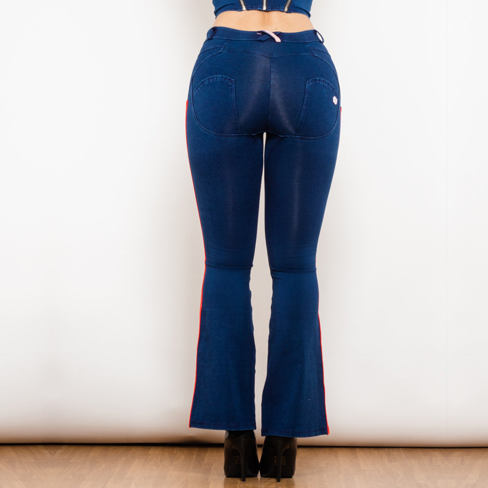 Shascullfites Melody Jeans Push Up Effect Skinny Jeans Sexy Lift Striped Flare Jeans Women's Denim Pants - Enfance-Heureuse