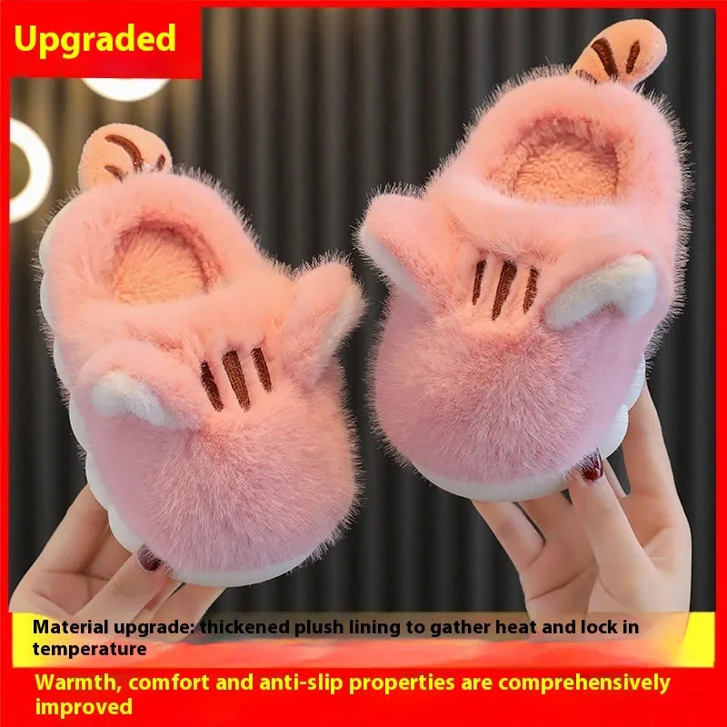 Children's Cotton Slippers, Cute Kitten, Warm And Cold Resistant, Thick Soft Sole