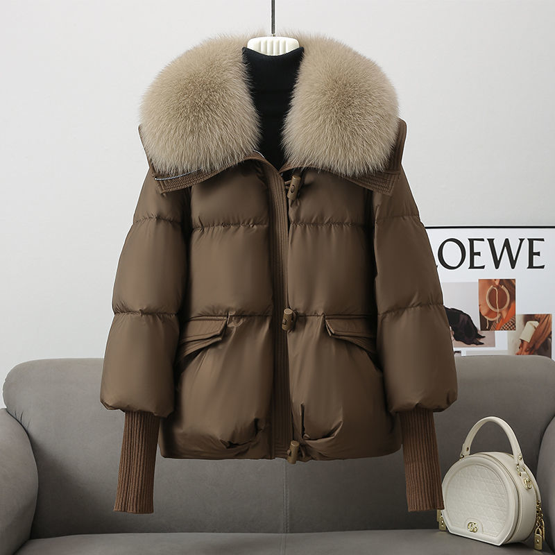 Down Cotton-padded Jacket Women's Short Fur Collar Thickened Coat Winter Clothing - Enfance-Heureuse