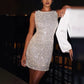 Sleeveless Slim Fit Backless Bow Glitter Mini Dress
