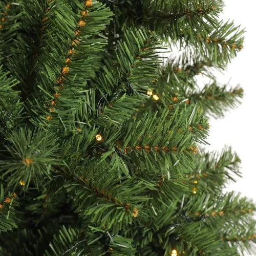 Pre-Installed Illuminated Christmas Tree 6 Foot Faux Hinged Christmas Tree With Foldable Stand - Enfance-Heureuse