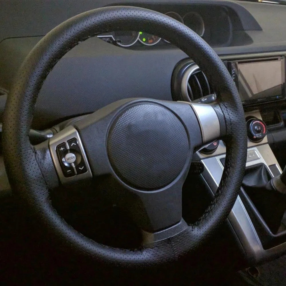 Genuine Leather DIY Car Steering Wheel Cover Anti-slip For Cm Black US - Enfance-Heureuse
