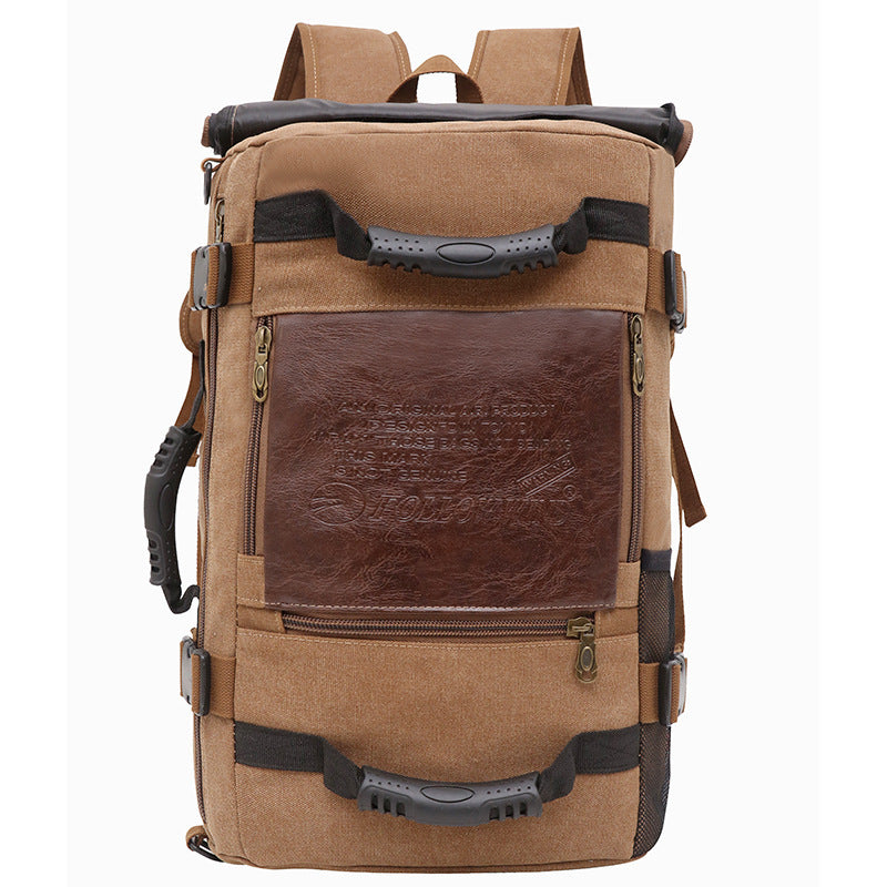 Men Canvas Backpack Huge Travel School Shoulder Computer Backpack Functional Versatile Bags Multifunctional Laptop Bag - Enfance-Heureuse