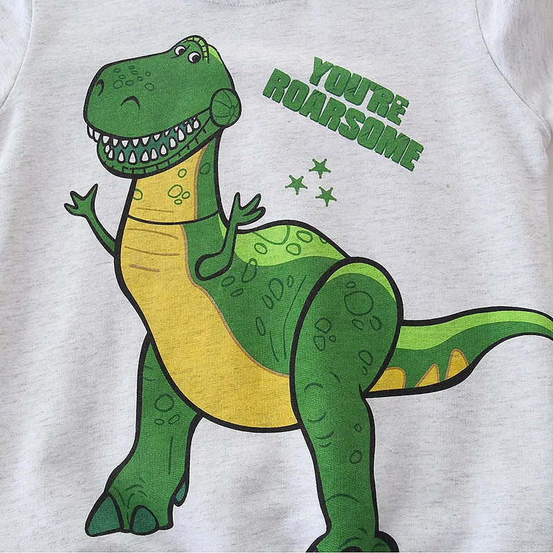 Sudadera con estampado de dinosaurio de algodón de manga larga para niños