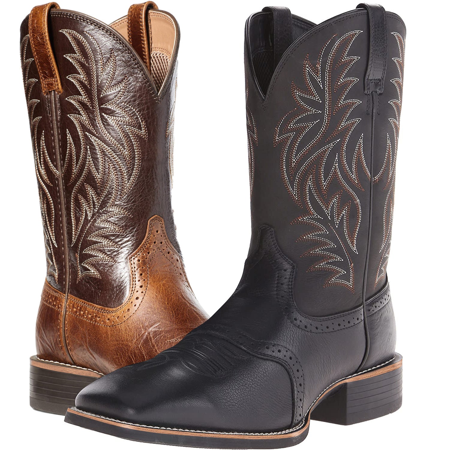 High Embroidery Vintage Engraving Stitching Wide Head Western Cowboy Boot - Enfance-Heureuse