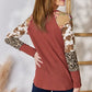 Hailey & Co Full Size Leopard Waffle-Knit Blouse