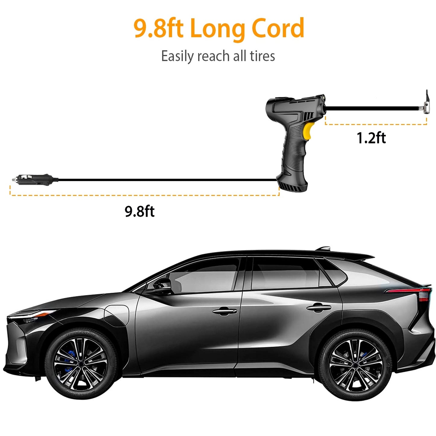 Portable Car Tire Inflator DC 12V Digital Car Air Compressor Electric Air Inflator With LED Light 150PSI - Enfance-Heureuse