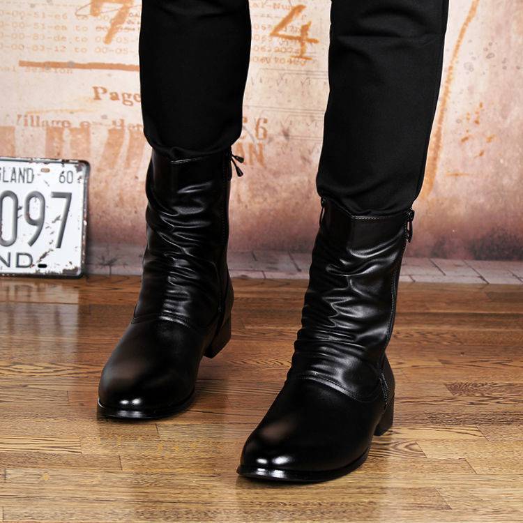 British Fashion Leather Pointed Men's Boots