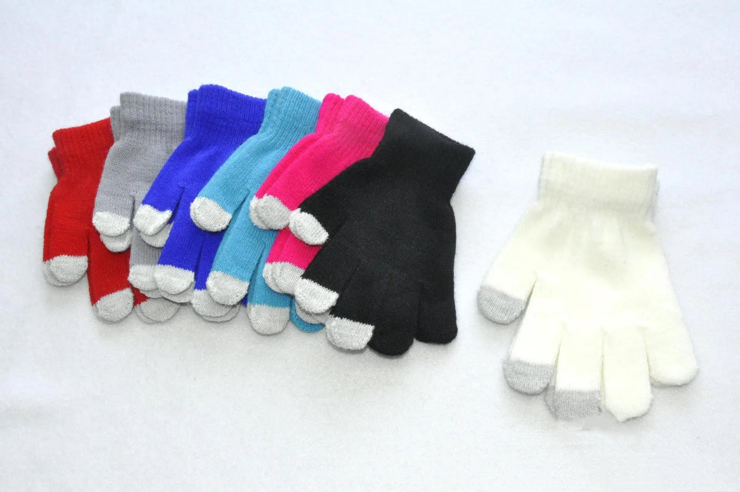 Gants tricotés pour écran tactile pour enfants, chauds et froids
