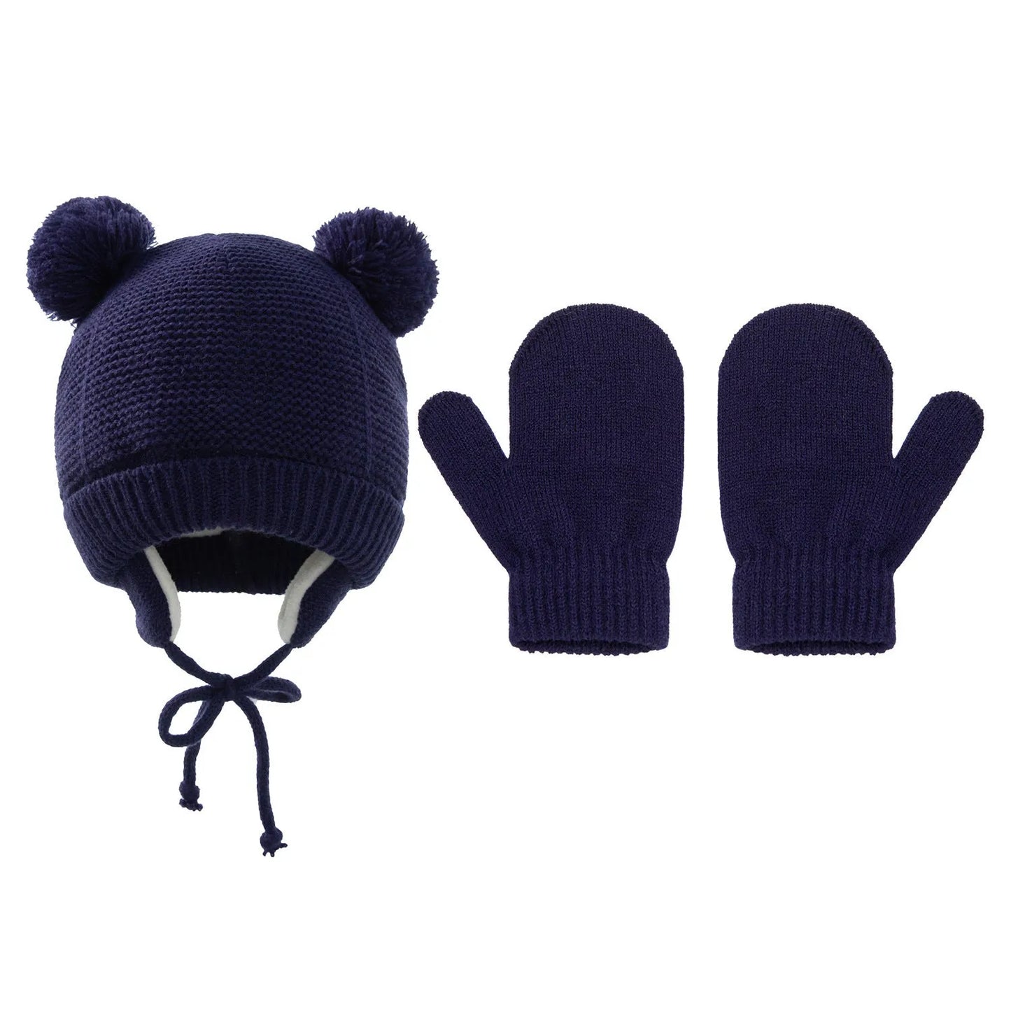 Gorro trenzado para niños, guantes, protección auditiva cálida, gorro tejido para niños