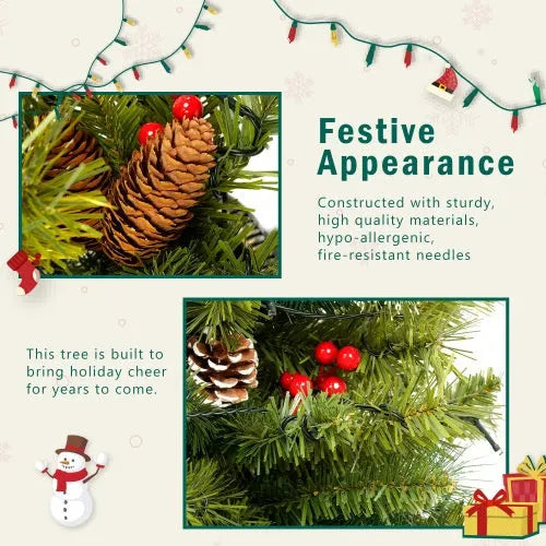 Pre-lit Christmas Tree Artificial Christmas 4-piece Set - Enfance-Heureuse