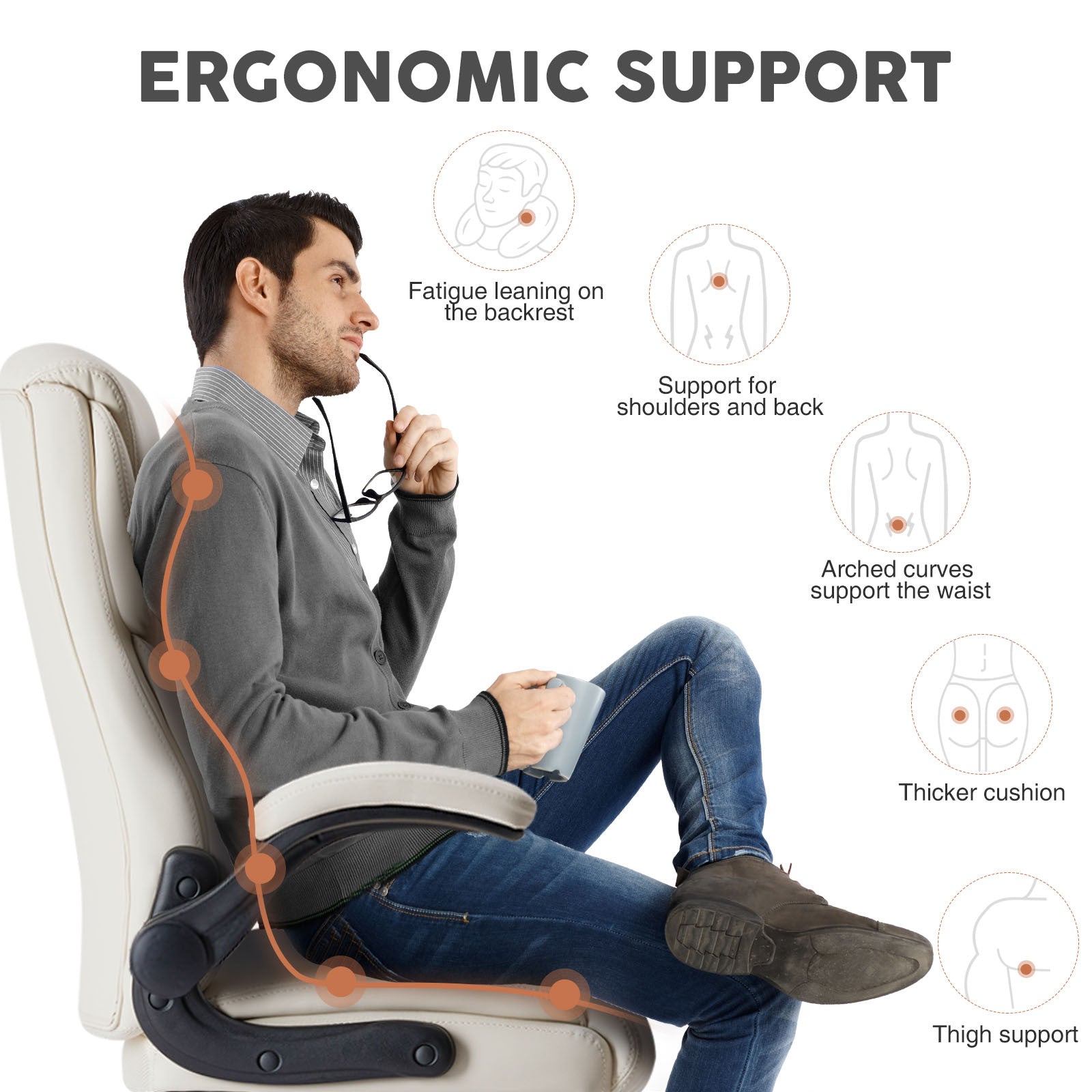 PU Leather Office Chair - Enfance-Heureuse