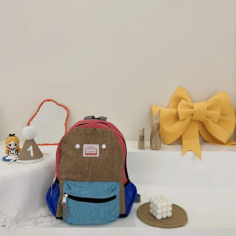 Bolsos para niños Mochila de lona simple y liviana Protección de la columna vertebral para niños y niñas