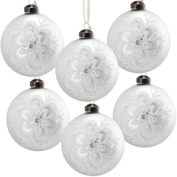 D3.9 Christmas Ball Ornaments, Glass Decorative Hanging Ball Christmas Tree Ornaments For Holiday Party Decorations, Set Of 6 - Enfance-Heureuse