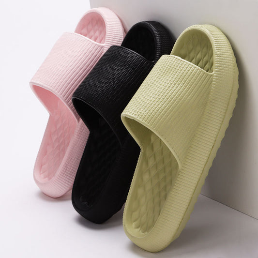 Summer EVA Slippers Solid Color Rhombus Stripe Anti-slip Slippers New Women's Home Shoes - Enfance-Heureuse