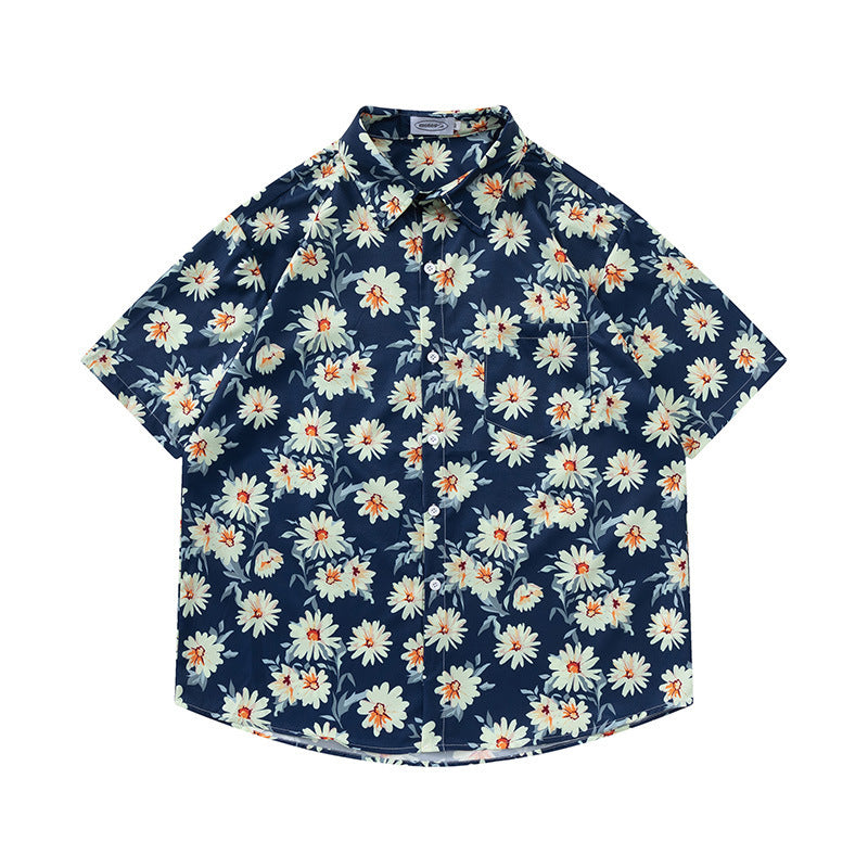 Retro Printed Shirt Short Sleeve Loose Design