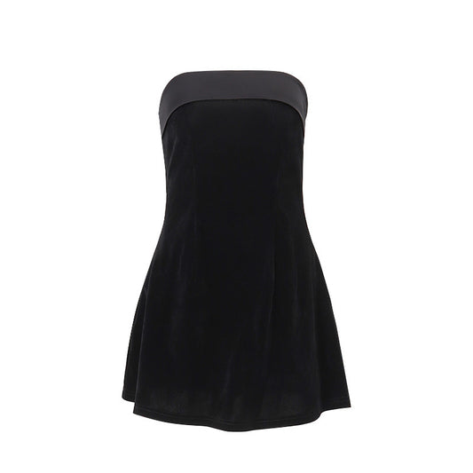 Ins Slim Tube-top Dress Fashion Zipper A-line Short Dresses Party Evening Clothing For Women - Enfance-Heureuse