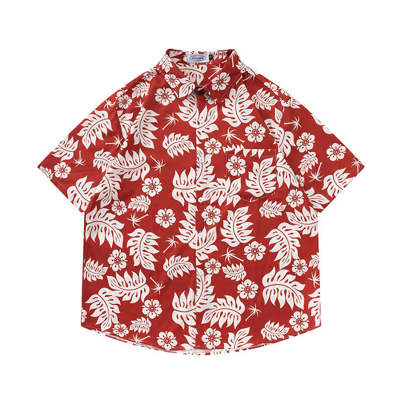 Retro Printed Shirt Short Sleeve Loose Design