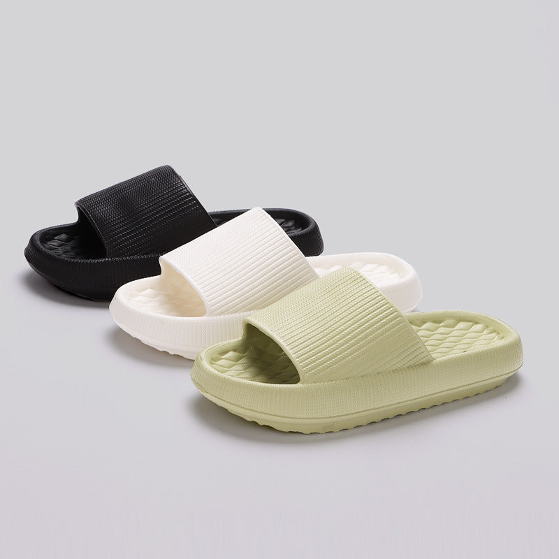 Summer EVA Slippers Solid Color Rhombus Stripe Anti-slip Slippers New Women's Home Shoes - Enfance-Heureuse