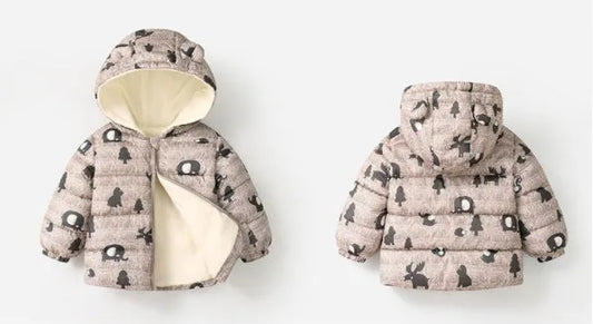 Nueva chaqueta de algodón con capucha ligera para niños de otoño e invierno fuera de temporada