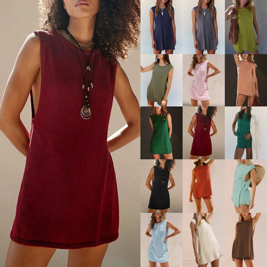 Knitwear Plus Size Slit Vest Suit Women - Enfance-Heureuse