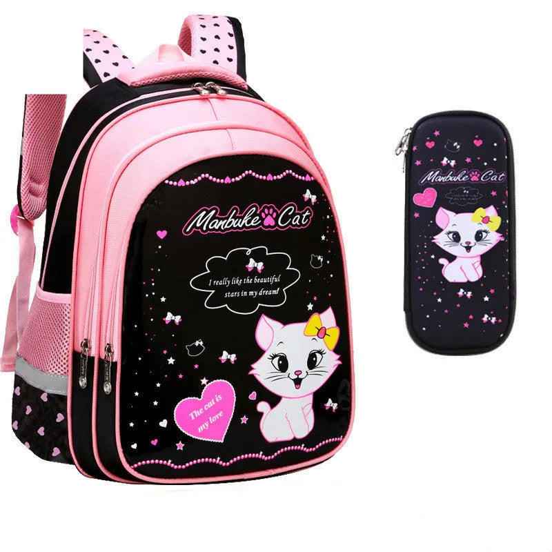 Mochila escolar con estampado de gato lindo para niños