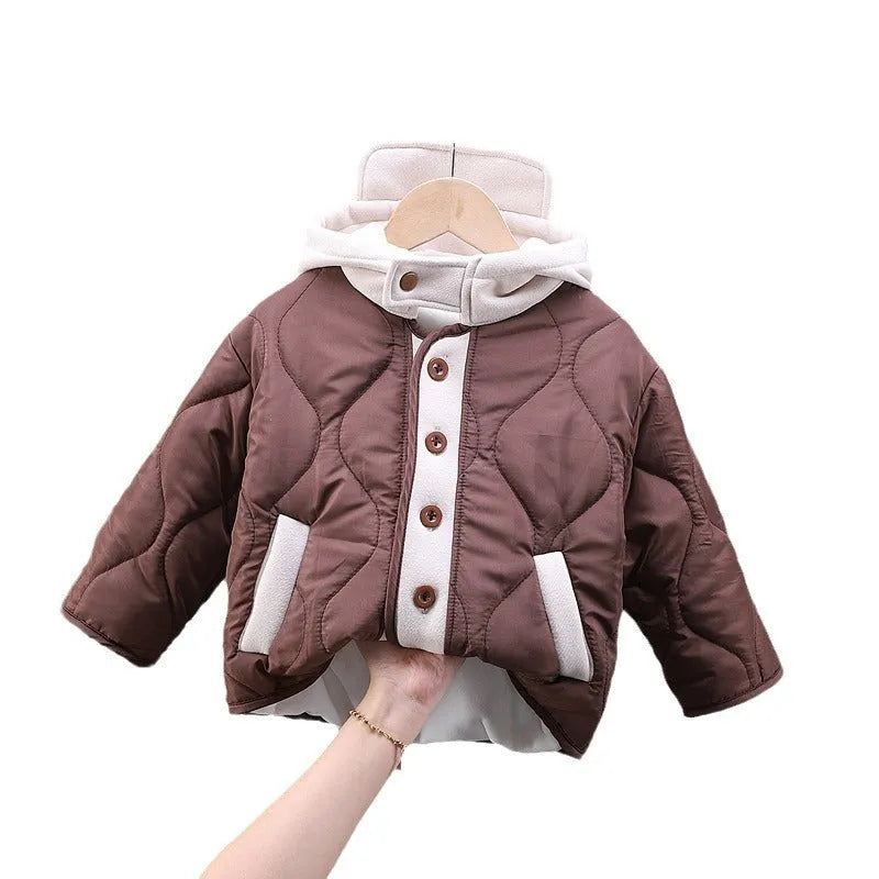 Ropa de invierno Abrigo acolchado de algodón con capucha para niño