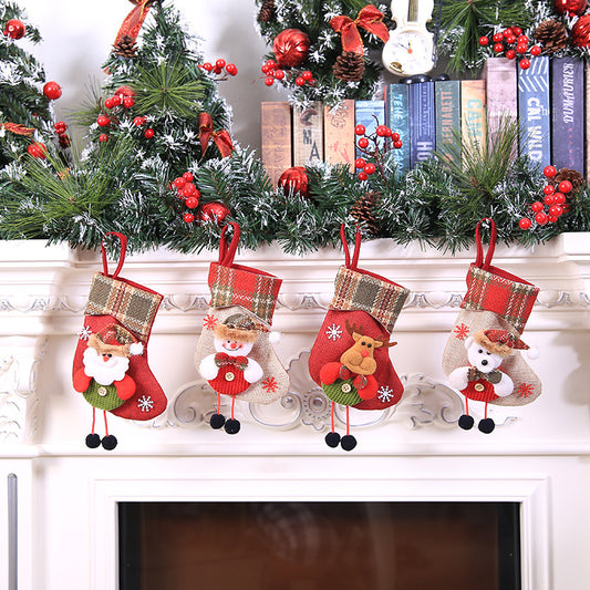 Christmas Decorations Christmas Stocking Pendant Christmas Stocking Gift Bag Hanging Piece - Enfance-Heureuse