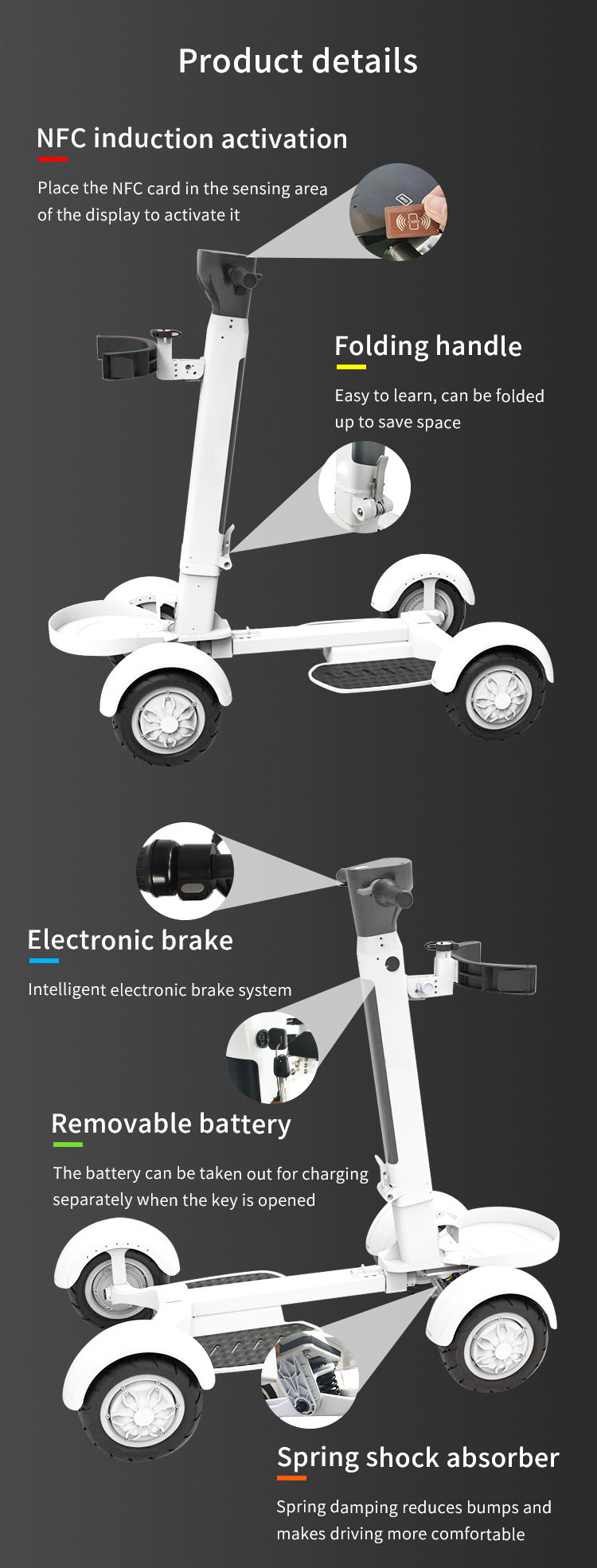 Four Wheel Golf Electric Folding Light Longboard Lawn Course Scooter - Enfance-Heureuse
