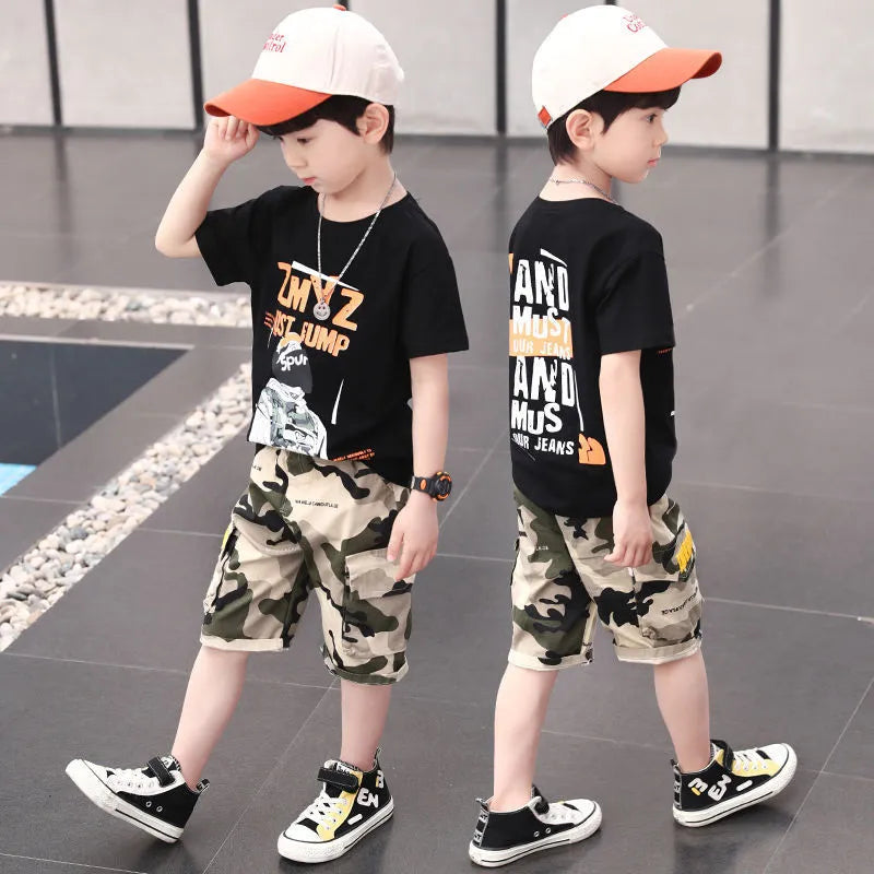 Boys Printed Short Sleeve Shorts Set