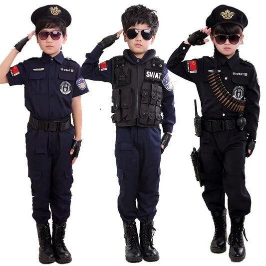 Boys Police Costume Children's Cosplay Children Army Police